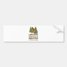 I believe there's a SQUATCH in these woods Bumper Stickers