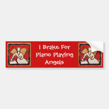 I Brake for piano playing angels bumper sticker