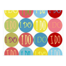 I DO COLORED DOTS POSTCARD