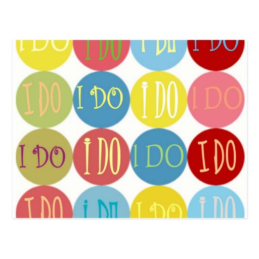 I DO COLORED DOTS POSTCARD