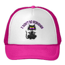 "I Don't Do Mornings" Cat Gifts Hats