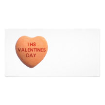 I Hate Valentines Day Orange Candy Heart Photo Card Template