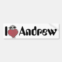 I Heart Andrew Alien Bumper Sticker