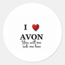 i heart avon - ask how round sticker