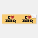 I heart BBQ, Steak Heart Shape Funny Grilling Bumper Stickers