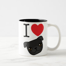 I Heart Black Pugs Coffee Mug