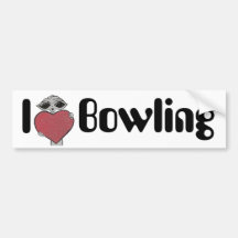 I Heart Bowling Alien Bumper Sticker