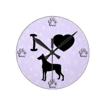 I Heart Dobermans Wall Clock