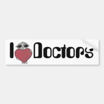 I Heart Doctors Alien Bumper Sticker