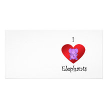 I heart elephants in purple photo greeting card