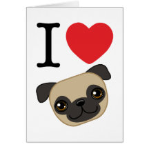 I Heart Fawn Pugs Cards