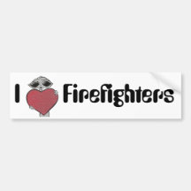 I Heart Firefighters Alien Bumper Sticker