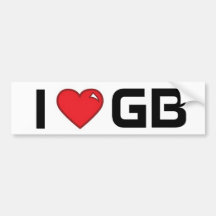 i heart gb bumper stickers