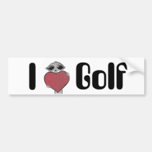 I Heart Golf Alien Bumper Stickers
