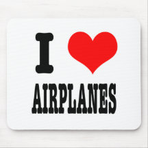 I HEART (LOVE) AIRPLANES MOUSEMAT