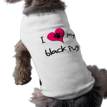 I heart my Black Pug Doggie Tshirt