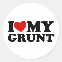 I "Heart" My Grunt Round Stickers