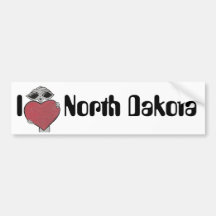 I Heart North Dakota Alien Bumper Sticker
