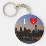 I Heart Philly Skyline at Twilight Keychains