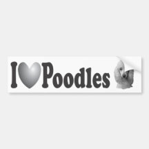 I Heart Poodles w/Stylised Image - Bumper Sticker