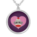 I Heart Sock Monkey Personalized Necklace