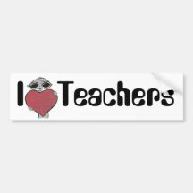 I Heart Teachers Alien Bumper Stickers