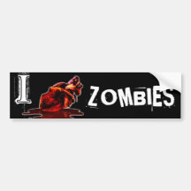 I HEART ZOMBIES - black bumper sticker