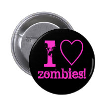 I heart zombies! pinback buttons