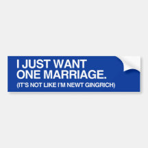 I JUST WANT ONE MARRIAGE - .png Bumper Stickers