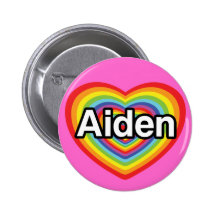 I love Aiden, rainbow heart Buttons
