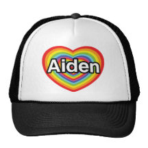 I love Aiden, rainbow heart Hats