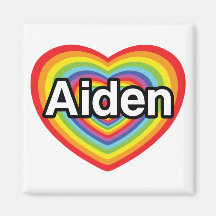 I love Aiden, rainbow heart Magnets