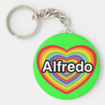 I love Alfredo, rainbow heart Keychain