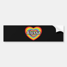 I love Alyssa, rainbow heart Bumper Sticker