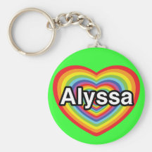 I love Alyssa, rainbow heart Key Chains