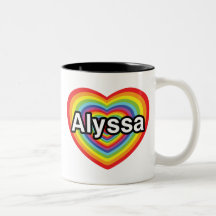 I love Alyssa, rainbow heart Mug