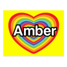 I love Amber, rainbow heart Post Card