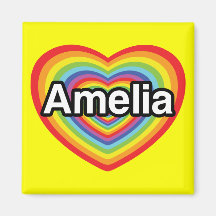 I love Amelia, rainbow heart Refrigerator Magnet
