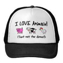 I Love Animals Vegetarian Mesh Hat