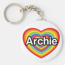 I love Archie, rainbow heart Keychains