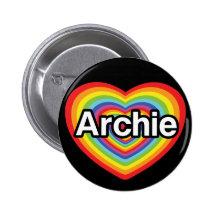 I love Archie, rainbow heart Pinback Button