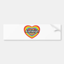 I love Ashleigh, rainbow heart Bumper Sticker