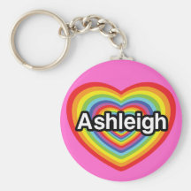 I love Ashleigh, rainbow heart Keychains