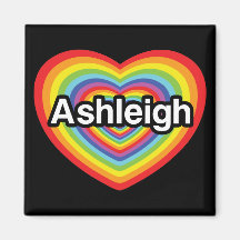I love Ashleigh, rainbow heart Refrigerator Magnets