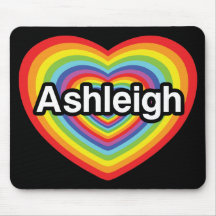 I love Ashleigh, rainbow heart Mouse Pad
