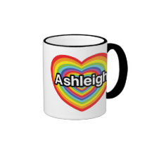 I love Ashleigh, rainbow heart Mug