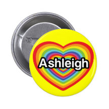 I love Ashleigh, rainbow heart Pins