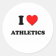 I Love Athletics Round Stickers