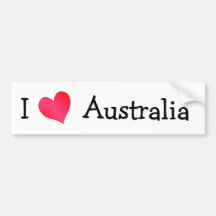 I Love Australia Bumper Stickers