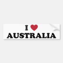 I Love Australia Bumper Stickers
